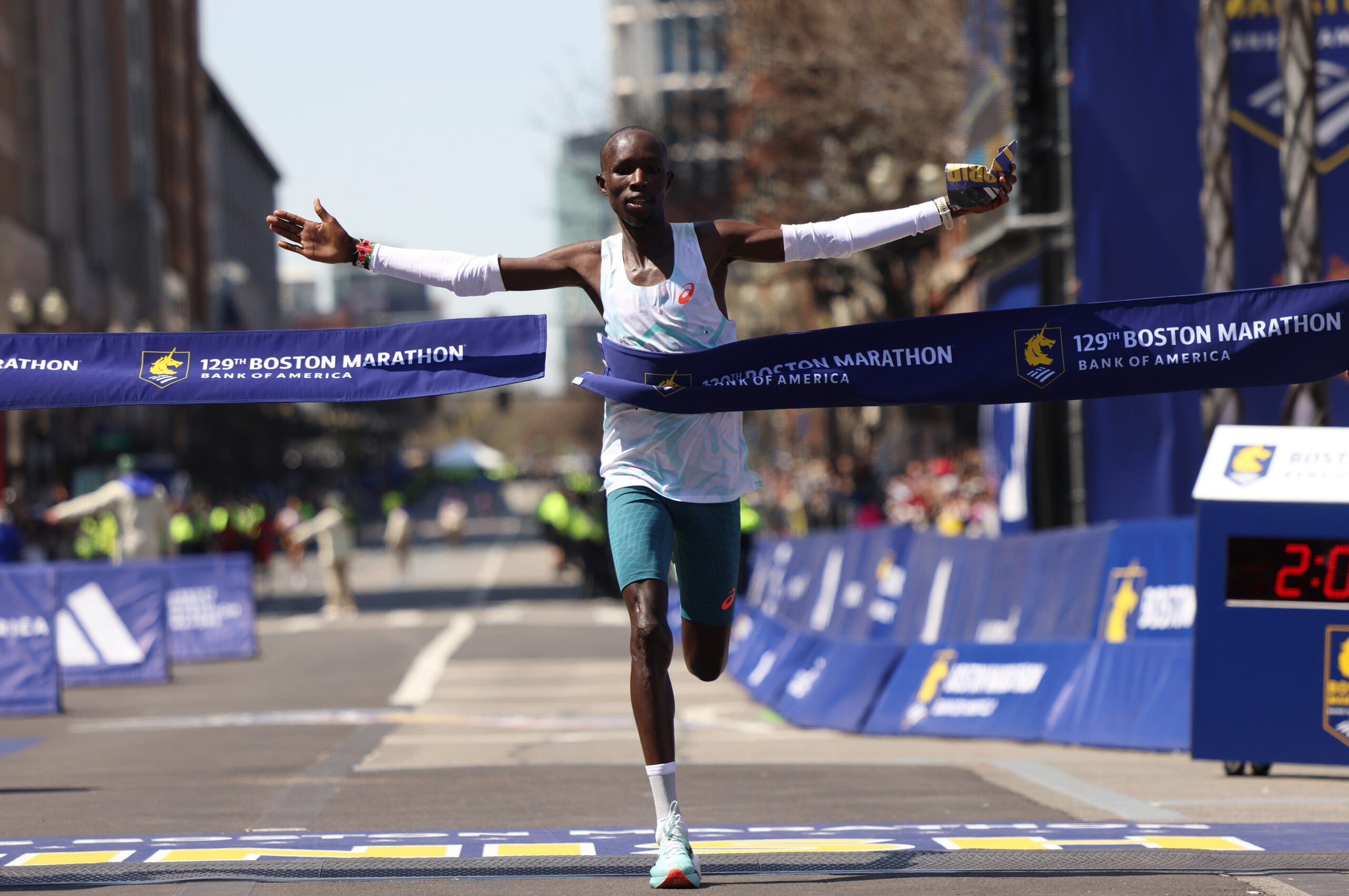 John Korir overcame an early fall to win the 2025 Boston Marathon
